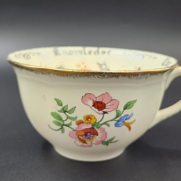 Alfred Meakin Tea Cup And Saucer " The Cup Of Knowledge " Royal Marigold 1920's - Picture 9 of 11